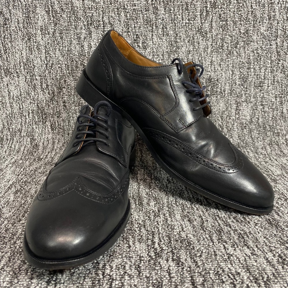 J Murphy by Johnston Murphy Wingtip Oxford Mens 10.5 Black Leather Lace Up Shoes